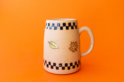 CHECKS & LEAVES MUG