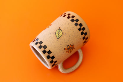 CHECKS & LEAVES MUG