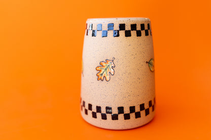 CHECKS & LEAVES MUG