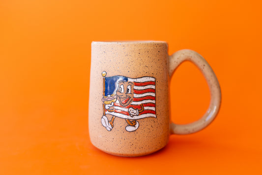 HOT DOG EATING FLAG MUG *XL HANDLE