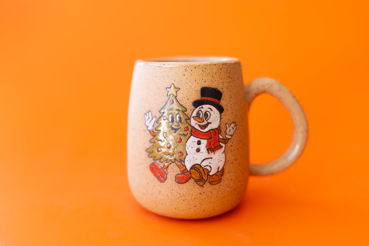 TREE + SNOWMAN CARTOON MUG
